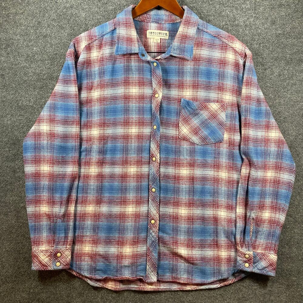 Idyllwind by Miranda Lambert Pearl Snap Flannel Shirt Women's XL Blue/Red Plaid